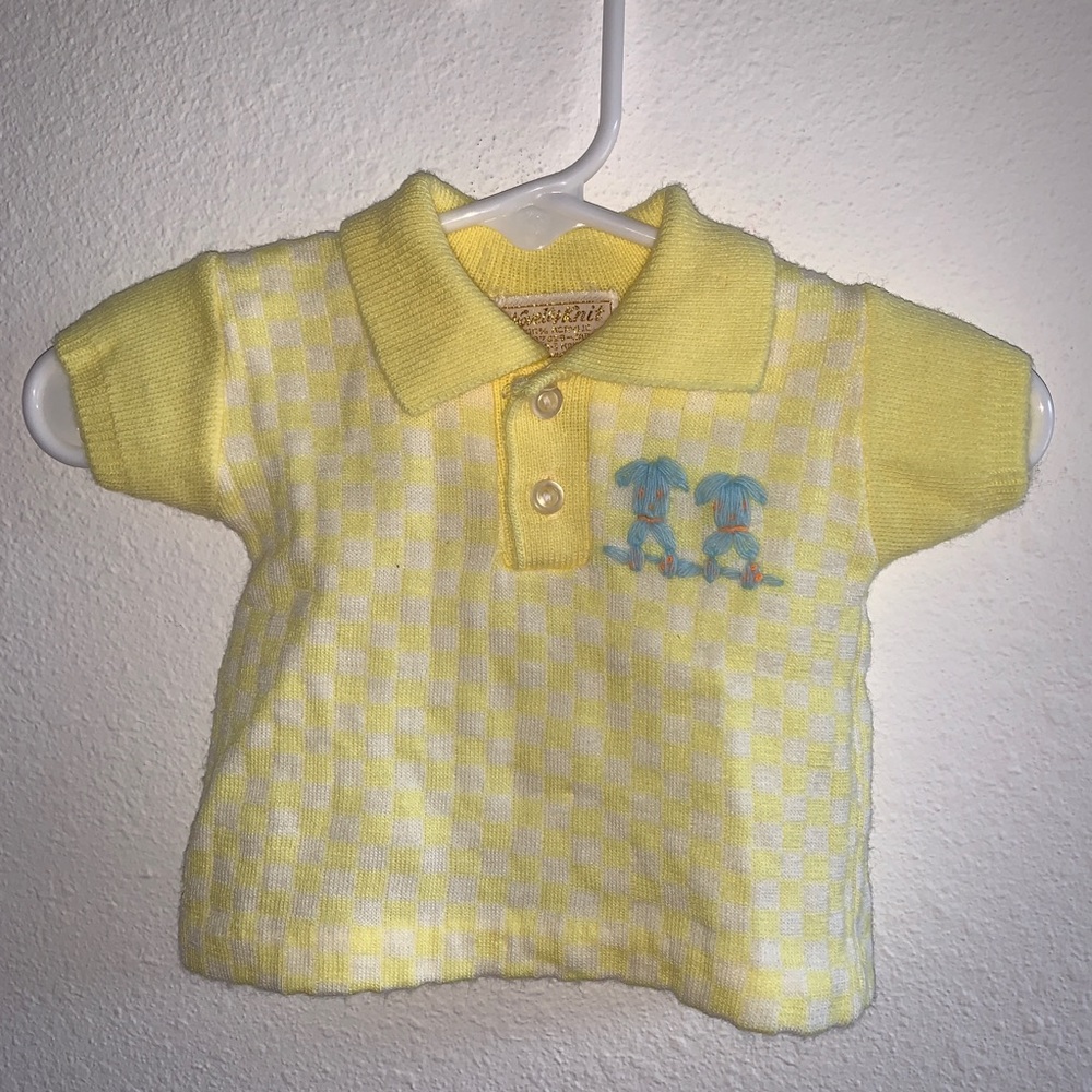 Vintage Novelty Knits newborn baby sweater yellow